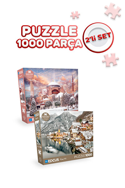 Blue Focus 2 Adet 1000 Parça Puzzle - Ayasofya ve Hallstatt