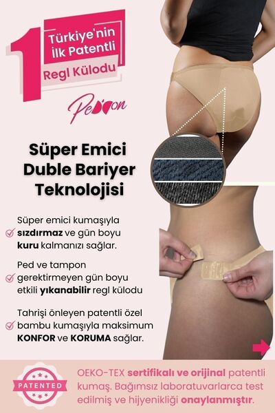 PEDDON Pachet Deal 2 piese - Model Lady Comfort, Super Absorbant Ultra Hygienic Dimensiune Reglabil Chiloți menstruali 2 buc.