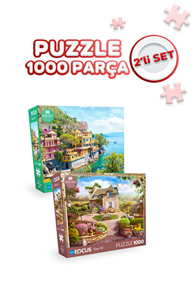 Blue Focus 2 Adet 1000 Parça Puzzle - Toscana ve Portofino