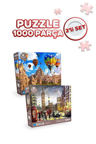 Blue Focus 2 Adet 1000 Parça Puzzle - London ve Cappadocia