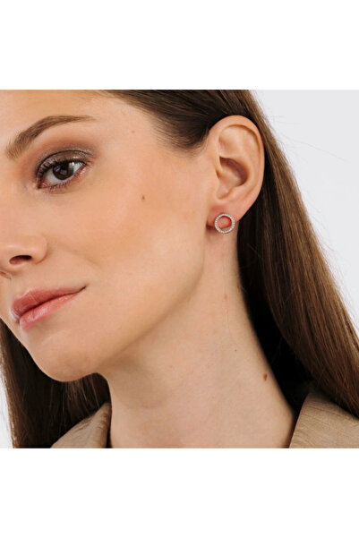 EdenBoutique Cercei din argint și aur roz cu cerc și cristale