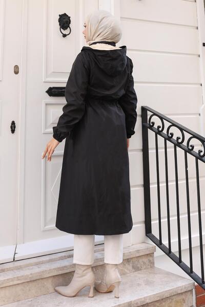 Modamihram Палто с качулка с текст, черно 15900