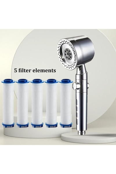 Choice1 رأس دش جديد عالي الضغط موفر للمياه مصنوع من القطن الفضي PP مع فلتر و5...