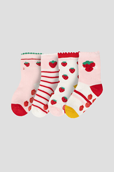 Defne Baby 4 пари бавовняних зимових шкарпеток з полуничним візерунком для ді...