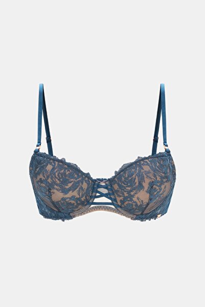 Amarelle Monaco Petrol Blue Embroidered Underwired Bra Without Pads