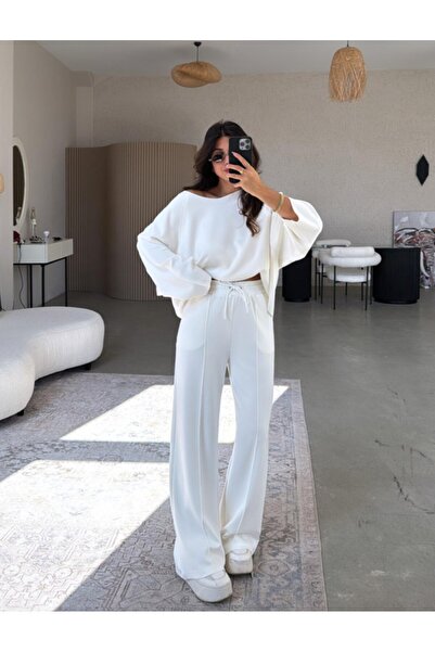 Mars Geniş Yaka Modal Bluz - Palazzo Pantolon Takım