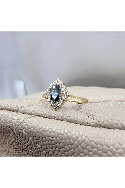 FasekGold Vintage Mistik Topaz Sarı Gümüş Evlilik Teklifi Hediye 925 Ayar Gümüş Yüzük -Evlilik Teklifi Yüzük