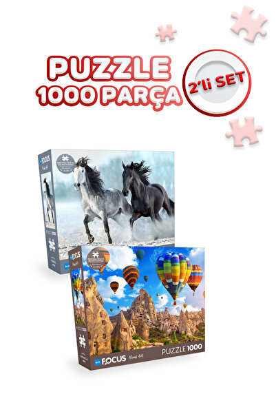 Blue Focus 2 Adet 1000 Parça Puzzle - Atlar ve Kapadokya