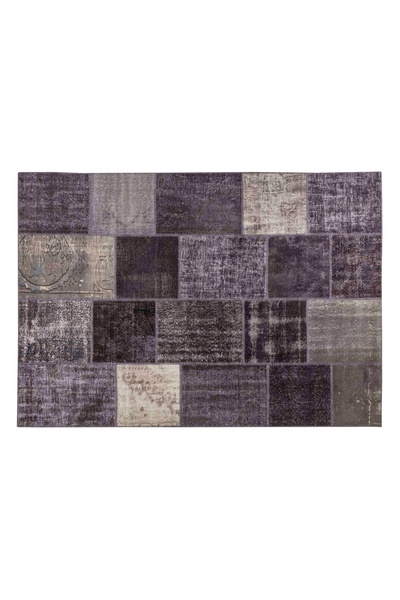 Mudo Home LIMA KOYU GRİ EL DİKİŞİ PATCHWORK HALI 200x300 CM