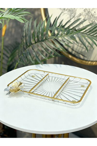 Elta Collection هدية فاخرة حامل كوكيز على شكل فراشة مستطيلة ذهبية اللون بأرجل معدنية - سلسلة جديدة