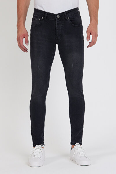 ENERJİN Erkek Jeans Skinny Fit Likralı Siyah Tırnaklı