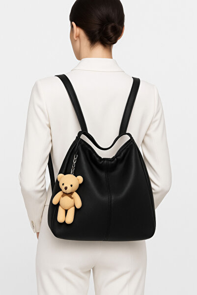 Av A Dos Kadın Suni Deri Ayarlanabilir Omuz Askılı Ayıcıklı Omuz ve Sırt çantası Olabilen Omuz Çantası