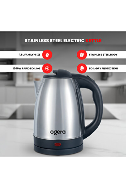 Ogera Electric Tea Kettle OG1509EK | 1.8 L Large-Capacity Stainless-Steel Ket...