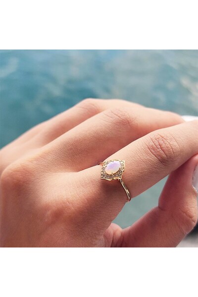 FasekGold Vintage Pembe Quarz Gümüş Evlilik Teklifi Hediye 925 Ayar Gümüş Yüzük