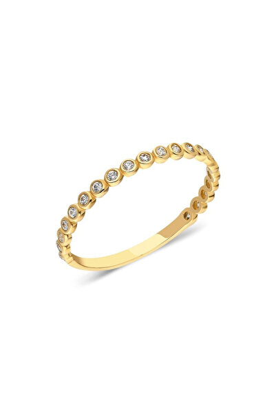FasekGold Gümüş Yüzük - 0.30 Karat Yarım Tur Zirkon Taşlı 925 Ayar Hediye Gümüş Yüzük