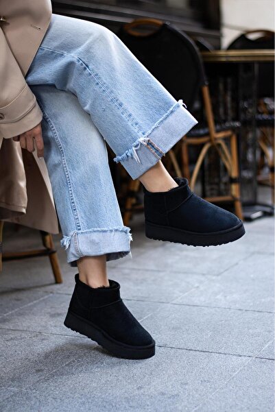 diya shoes PHANY Kadın Mini Kalın Taban Kısa Içi Tüylü Bot