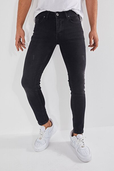 ENERJİN Erkek Jeans SLİM Fit Likralı Black Siyah Tırnaklı