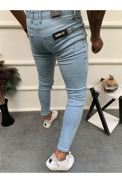 ENERJİN Erkek Jeans Skinny Fit Likralı Buz Mavi