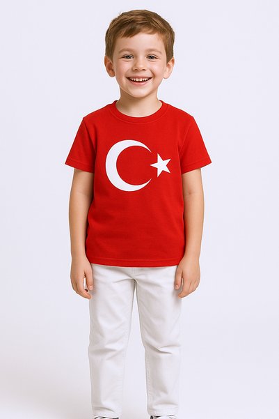 Generic Brand Children's Ataturk Moon Printed T-Shirt Short Sleeve A62