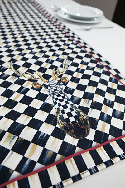 DEKOMOD 40x140cm Woven Stain Resistant Printed Premium Thai Feather Fabric Tablecloth Runner Washable