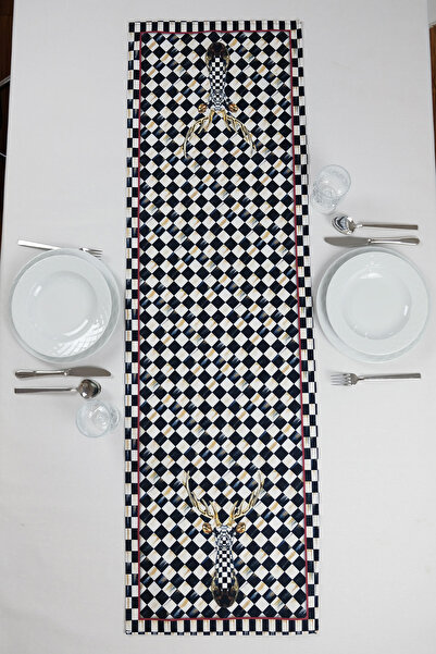 DEKOMOD 40x140cm Woven Stain Resistant Printed Premium Thai Feather Fabric Tablecloth Runner Washable