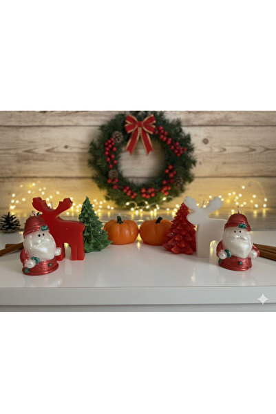 Candles Flame Yılbaşı Temalı 8’li Mum Seti – Dekoratif & Kokulu