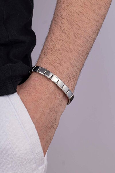 Gümüş Pazarım Watch Band Model Black Color Men's Steel Bracelet