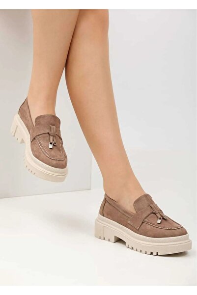 CICIKIZ Жіночі лофери з візоном, замшею та бахромою, з підошвою на швах