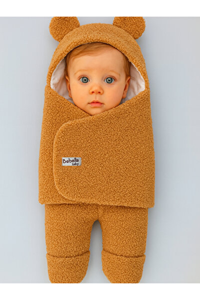 Bebella Milk Coffee Welsoft Plush Footed Baby Swaddle Blanket – 0-12 Months Extra Long Sleeping Bag