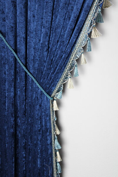 MebelPort Curtain Chenille Backdrop Curtain Double Wing with Fringe Edge (Right - Left Wing)