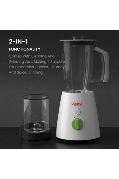 Ogera 2-in-1 Electric Blender 650W | High-Speed Food Blender with Grinder Jar | Stainless Steel Blad