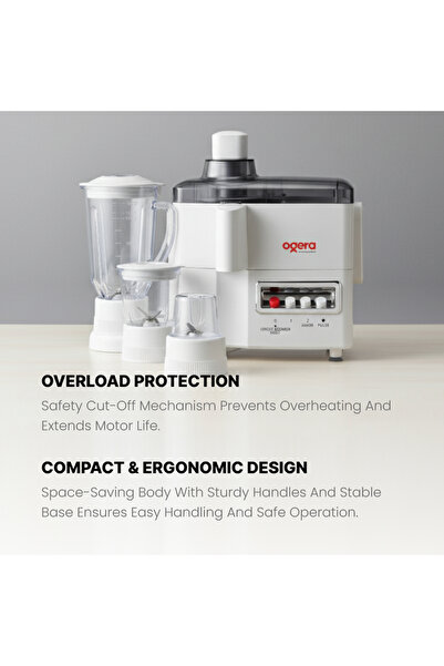 Ogera 4-in-1 Food Processor 650W with Blender, Grinder, Chopper & Citrus Juicer – Multi-Functional