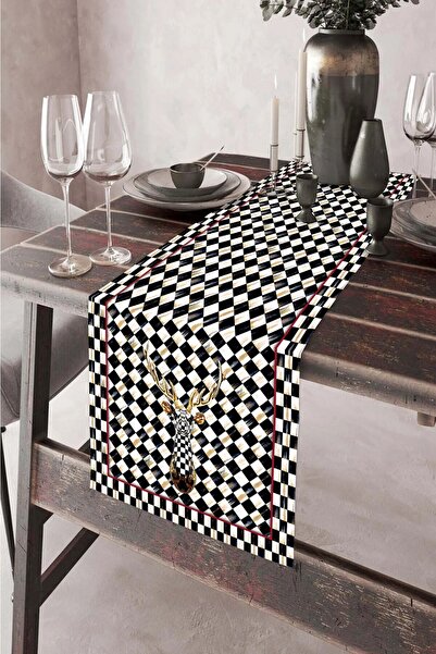 DEKOMOD 40x140cm Woven Stain Resistant Printed Premium Thai Feather Fabric Tablecloth Runner Washable
