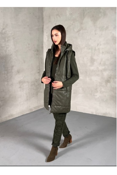 New Collectıon İtalyan Kapüşonlu Deri Yelek