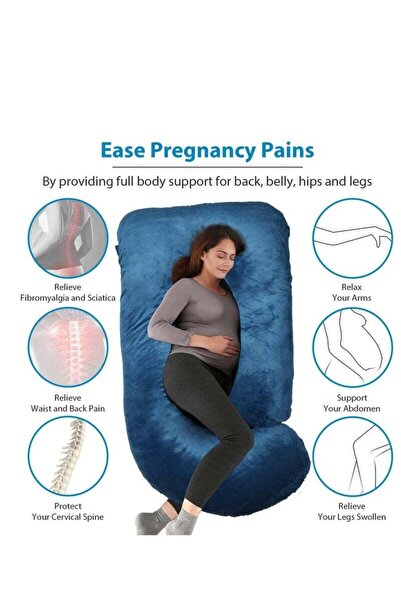 fulina G Shaped Pregnancy Pillows,Removable Cover,Relieve Fibromyalgia,Gift for Pregnant Mother,Dark Blue