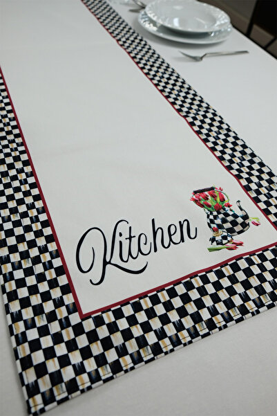 DEKOMOD 40x140cm Woven Stain Resistant Printed Premium Thai Feather Fabric Tablecloth Runner Washable