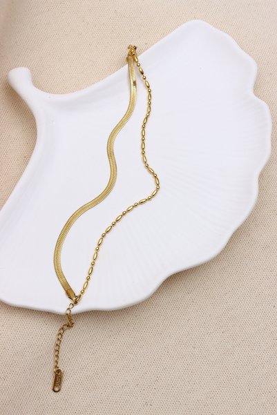 LA PERRY ACCESSORIES 2-Piece Steel Gold Chain Bracelet