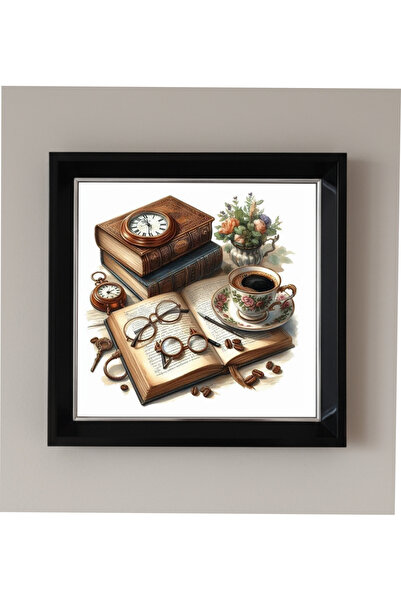 bertekdijital Çerçeveli Pleksi Camlı Kahve Köşesi Temalı Tablo 20 x 20 cm