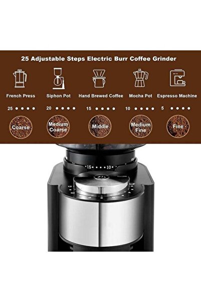 fulina Coffee Grinder,with 25 Grind Settings Coffee Bean Grinder,250g Semi Automatic Coffee Bean Grinder Si