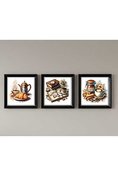 bertekdijital Çerçeveli Pleksi Camlı Kahve Köşesi Temalı Tablo 20 x 20 cm