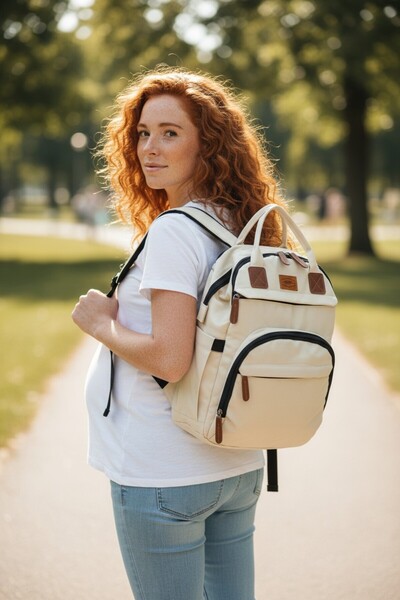 Halk Sepeti حقيبة ظهر للعناية بالطفل من ماذر بيبي، عملية، تحتوي على 3 أقسام ح...