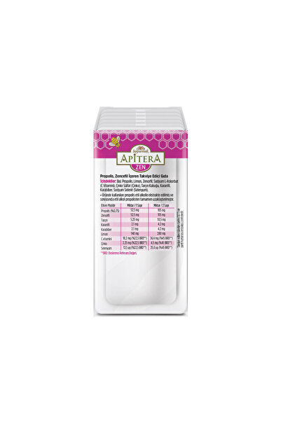 Apitera ZEN Doğal Bal, C Vitamini, Çinko, Zencefil, Tarçın, Karanfil Karabiber Limon ve Propolis İçeren 7’li