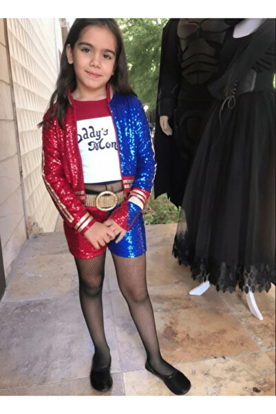 Beşik Kostüm Harley Quınn Çocuk Kostümü, 5 Parça Set