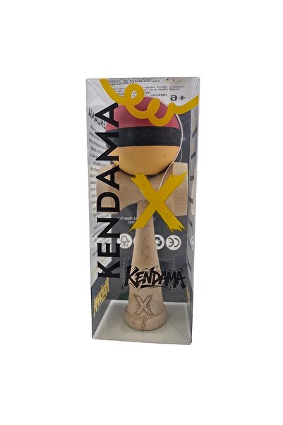 Flippy Kendama X Original, Profesional, Rabatabil, Lemn, Mâner Cauciucat, 18 cm, Roșu/Negru/Galben