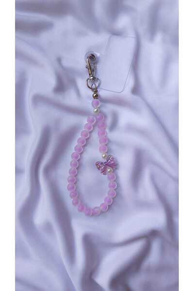 Rodopiva Pembe Fiyonk Detaylı Boncuk Charm – Şık Telefon Askısı & Anahtarlık