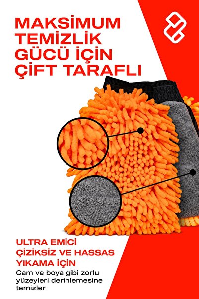 Nasiol Çift Taraflı Mikrofiber Süper Yumuşak Peluş Araç Yıkama Eldiveni-Çiziksiz ve Detaylı Temizlik
