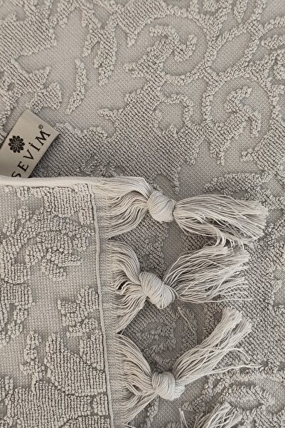 Sevim Сива автентична кърпа за ръце с ресни 50x90 см - 100% памук - мека и водопоглъщаща