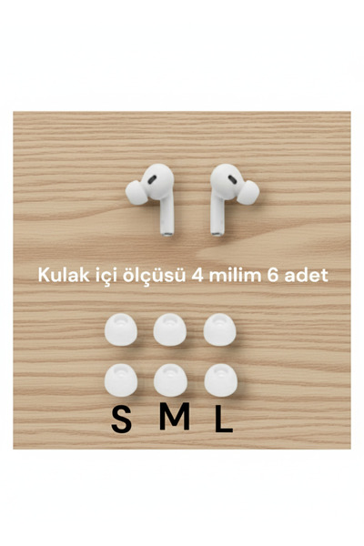 emrebilisim Yumuşak Silikon Kulaklık Uçları 6 Adet 4mm dir ( 2x Küçük - 2x orta - 2x Büyük ) (Şeffaf-Beyaz)