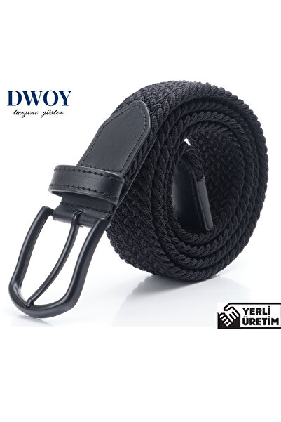 DWOY Elastik Siyah Örgü Kemer