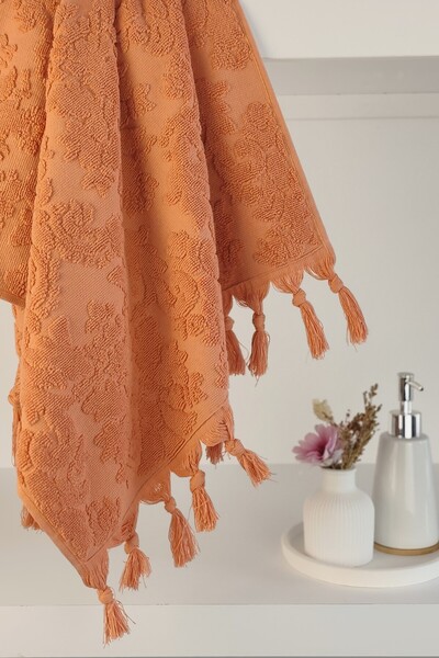 Sevim Authentic Fringed Tile Hand Towel 50X90 cm - 100% Cotton - Soft and Water Absorbent